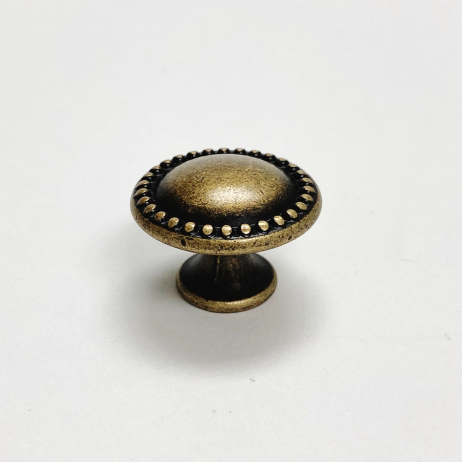 Antique Brass "Beaded" Drawer Cabinet Knobs - Purdy Hardware - 