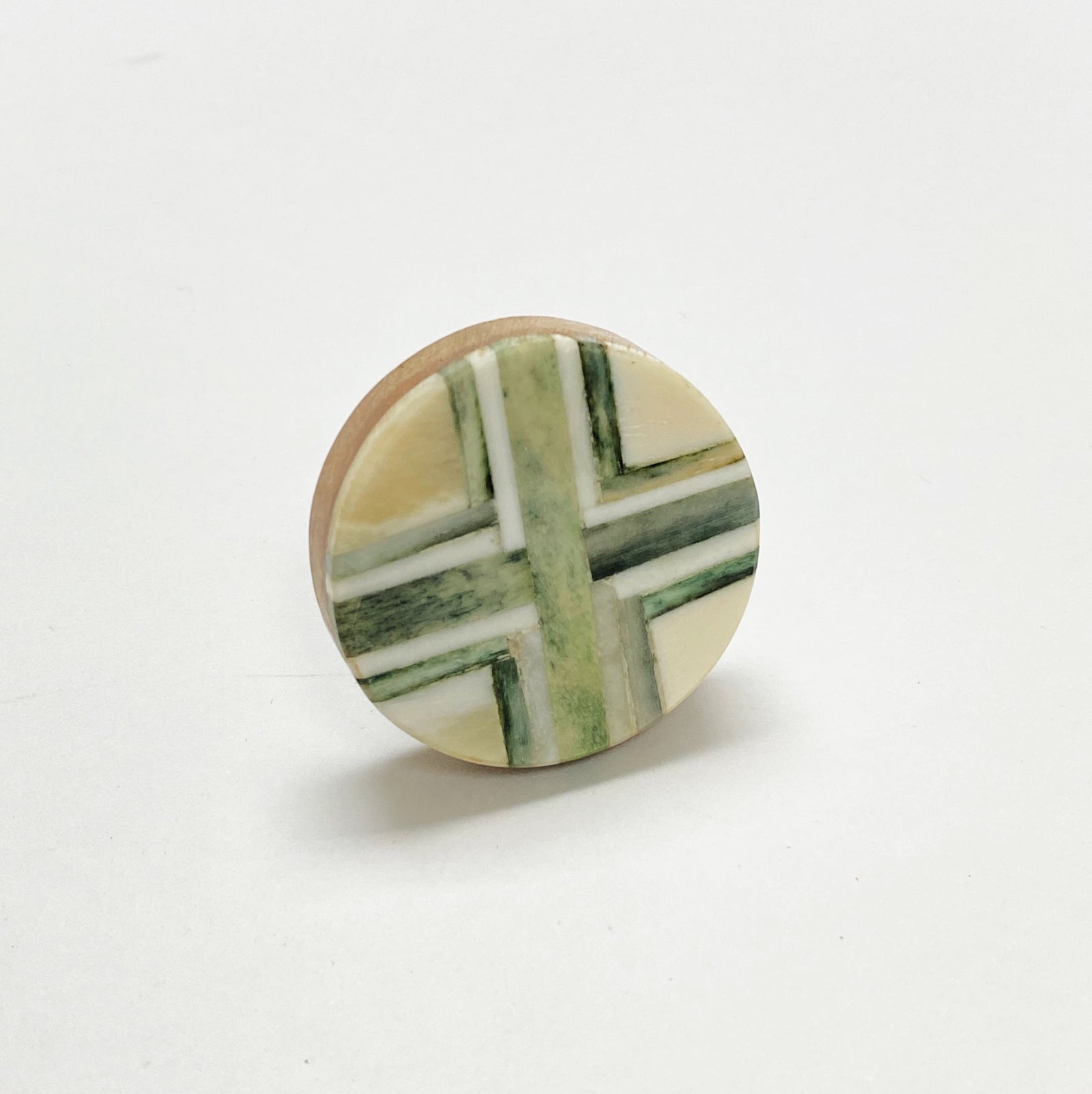 Bone Horn and Wood "Green Olive" Round Cabinet Drawer Knobs - Purdy Hardware - 