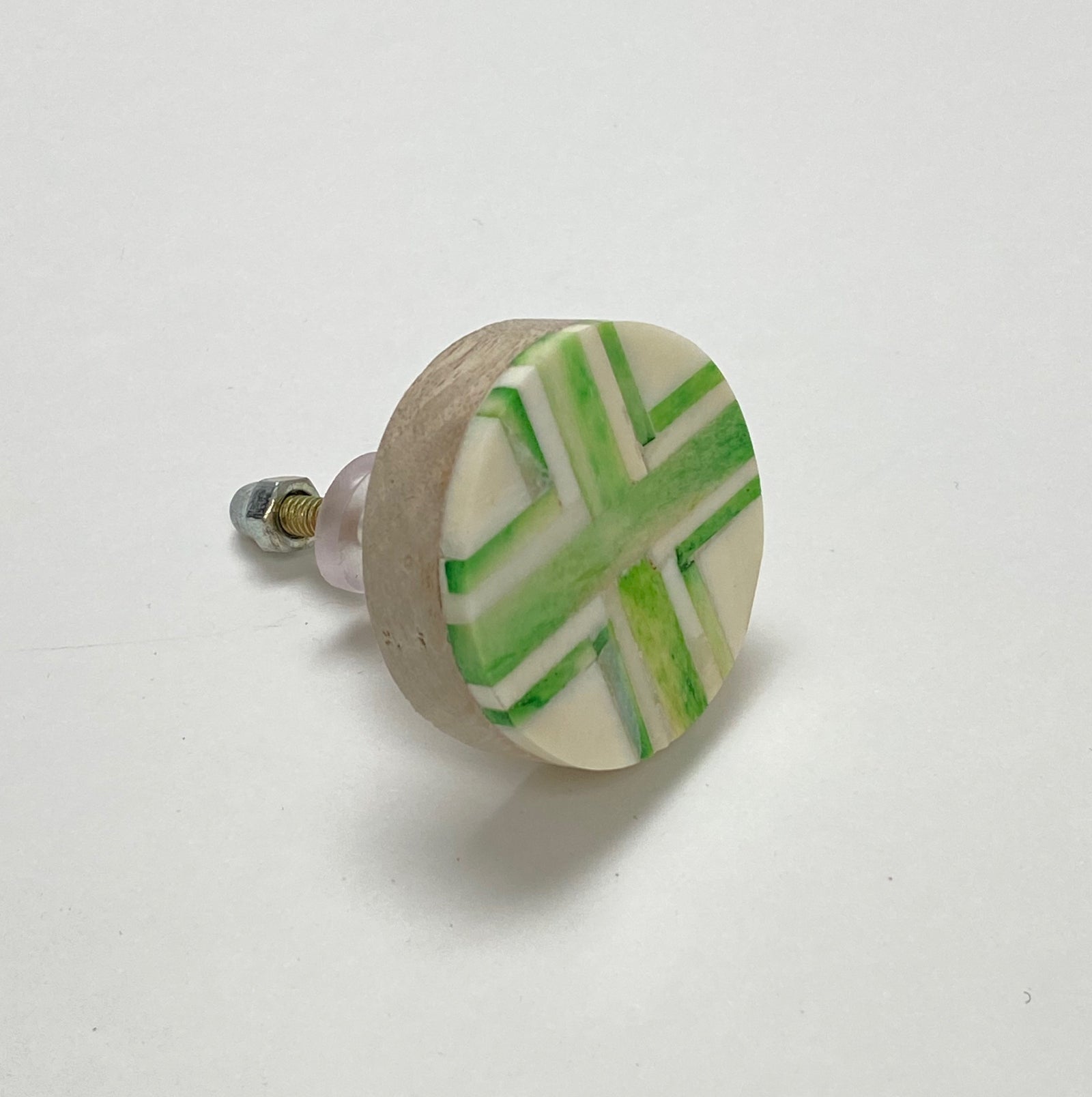 Bone Horn and Wood "Green Pea" Round Cabinet Drawer Knobs - Purdy Hardware - 