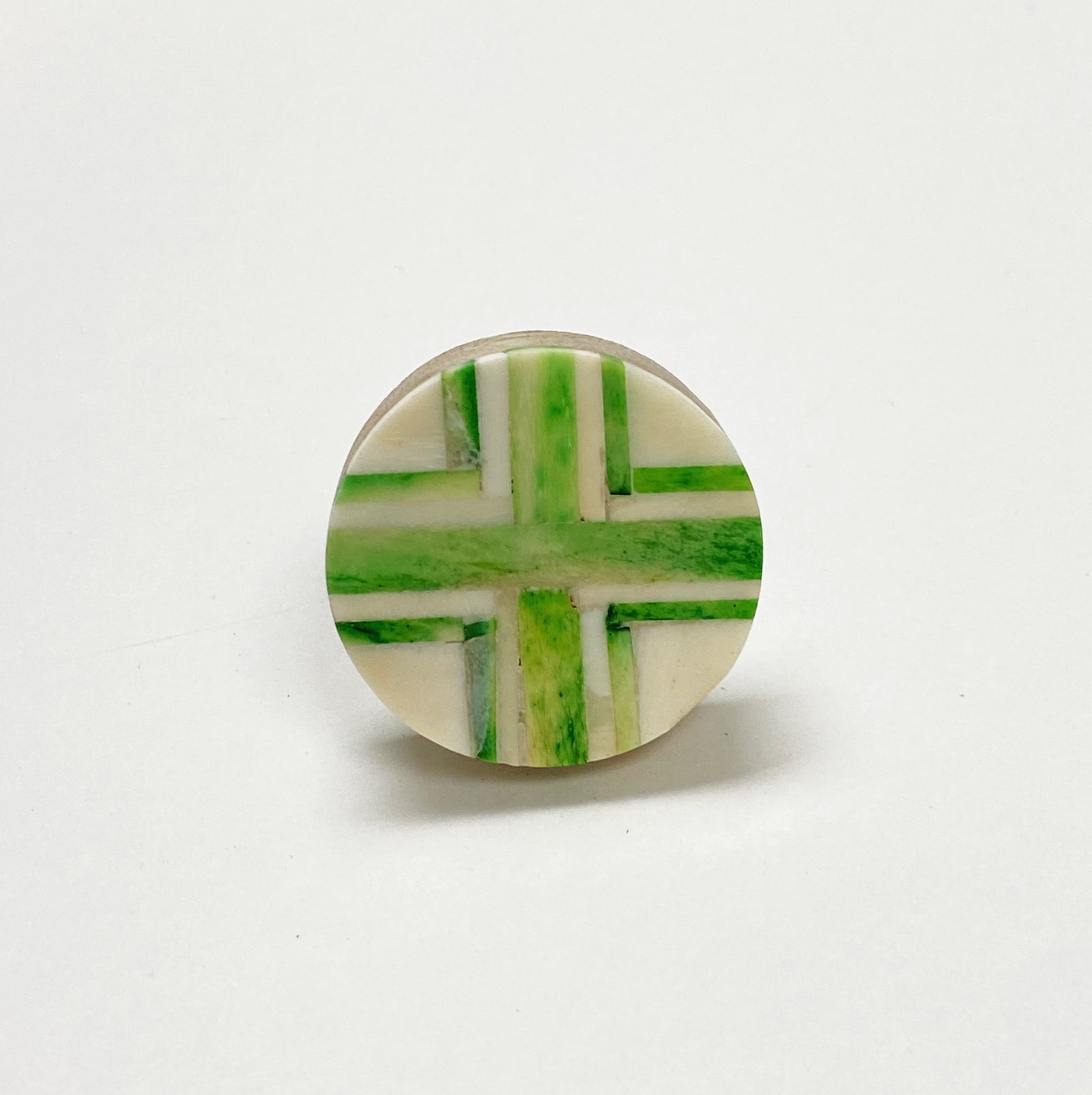 Bone Horn and Wood "Green Pea" Round Cabinet Drawer Knobs - Purdy Hardware - 