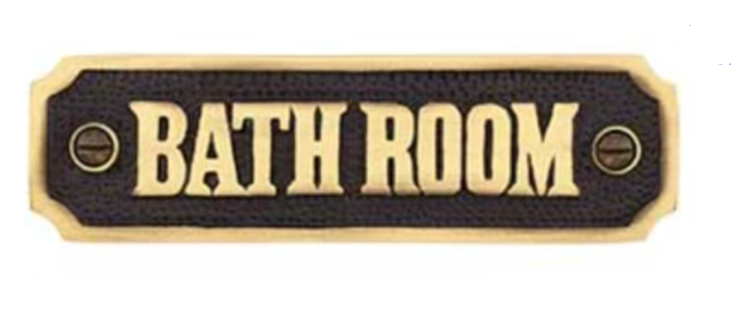 Antique Brass Door Sign Victorian Style "Bathroom" - Purdy Hardware - 