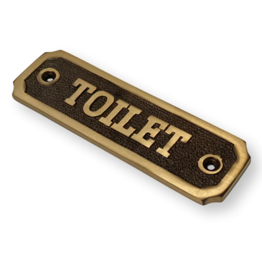 Antique Brass "Toilet" Door Sign - Purdy Hardware - Door Sign