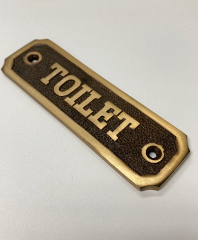 Antique Brass "Toilet" Door Sign - Purdy Hardware - Door Sign