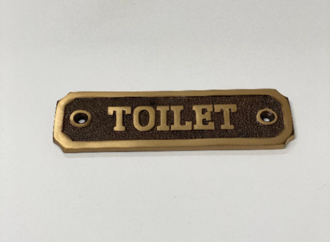 Antique Brass "Toilet" Door Sign - Purdy Hardware - Door Sign