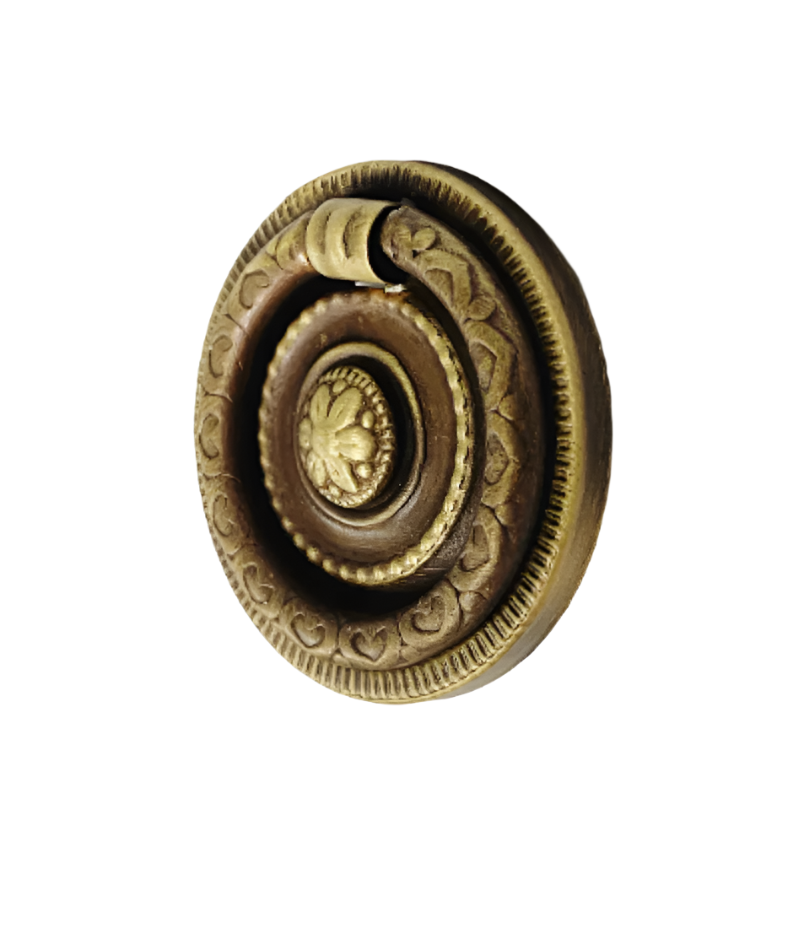 Antique Brass "Epoque" Ring Pull and Cabinet Knob - Purdy Hardware - 