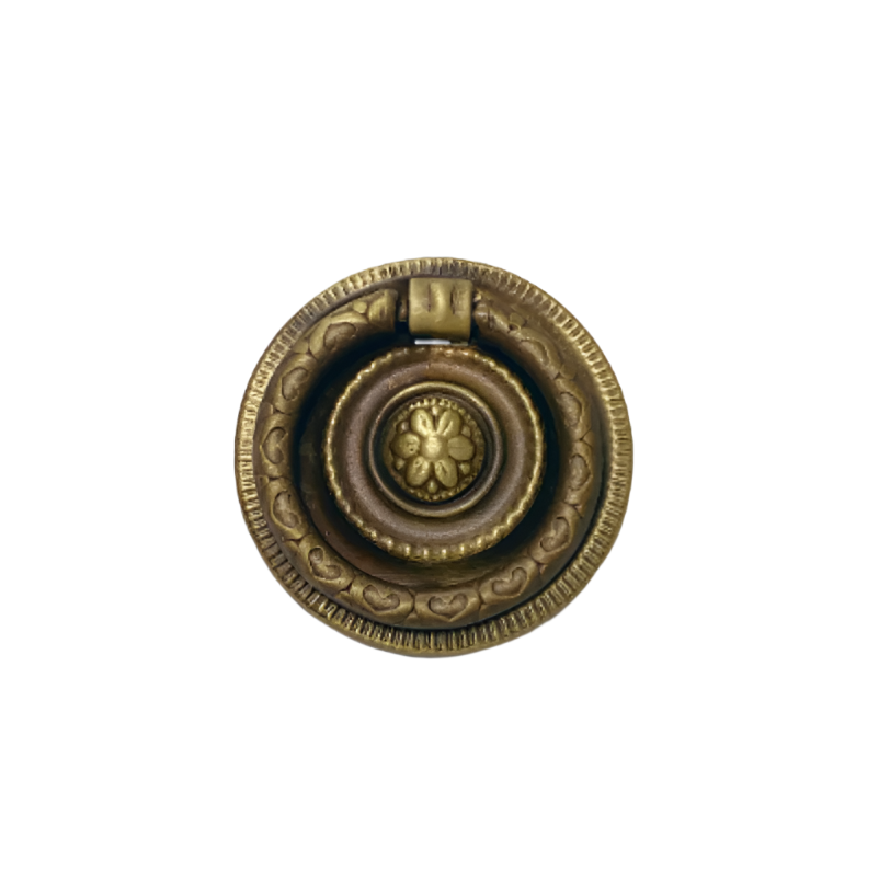 Antique Brass "Epoque" Ring Pull and Cabinet Knob - Purdy Hardware - 