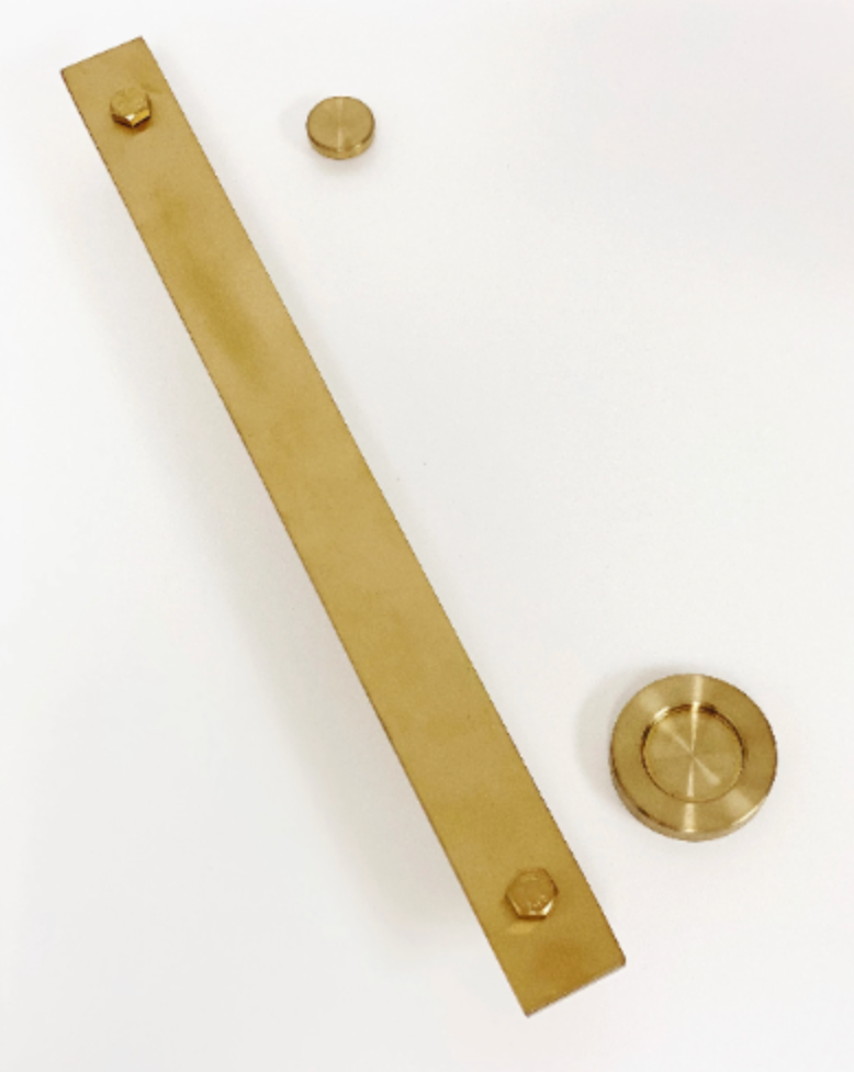 Barn Door 14" Handle in Brass Finish with Back Pull Circle - Purdy Hardware - 