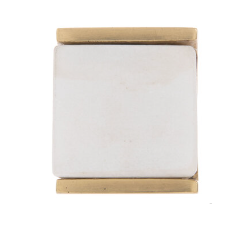 Brass & White Unpolished Marble "Nicki" Drawer Knob - Purdy Hardware - 
