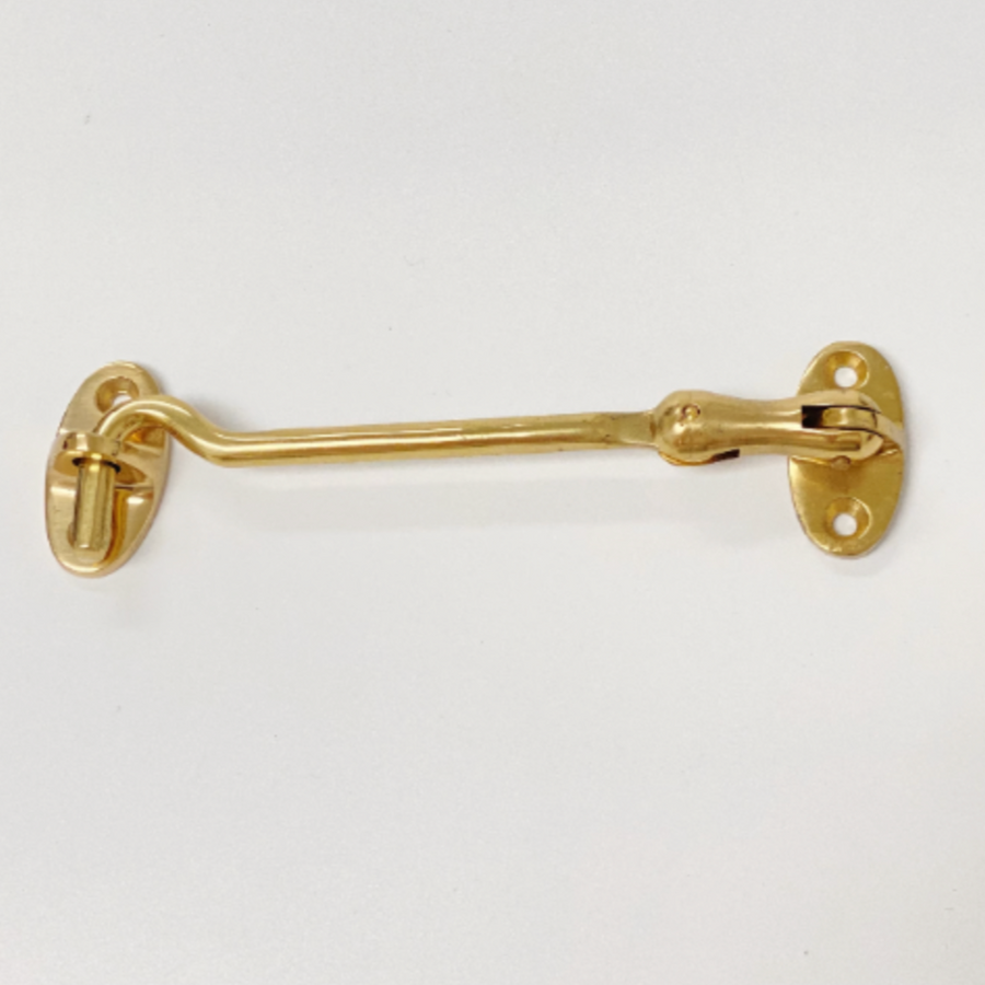 Solid Polished Brass 4" Hook and Eye Lock | Brass Door Accessories - Purdy Hardware - Hooks