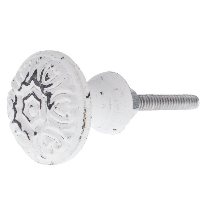White Distressed "Love" Embossed Hearts Metal Cabinet Knob, Cabinet Hardware Farmhouse Drawer Pull