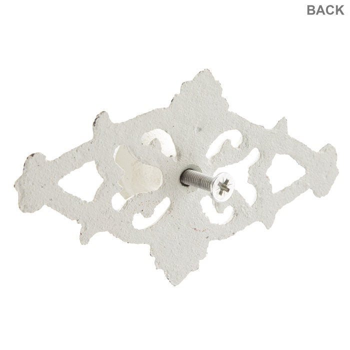 Distressed White "Arvada" Knob with Backplate, Cabinet Hardware Farmhouse Drawer Pull