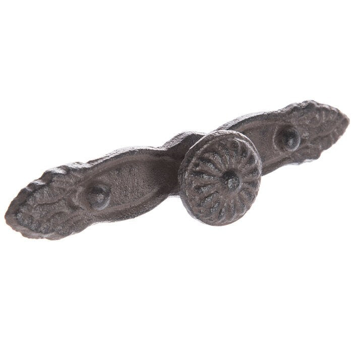 Iron Drawer Pull "Aspen" Knob with Iron Backplate, Cabinet Hardware Farmhouse Drawer Pull