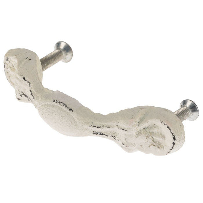 White Distressed "Boone" Iron Drawer Pull, Cabinet Hardware Farmhouse Drawer Pull