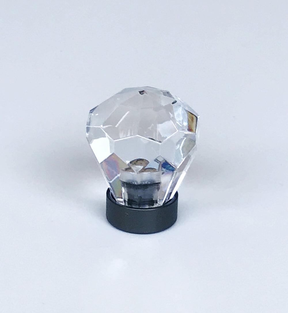 Lucite Diamond Round Faceted "Leila" Drawer Acrylic Dark Bronze Base Drawer Cabinet Knob