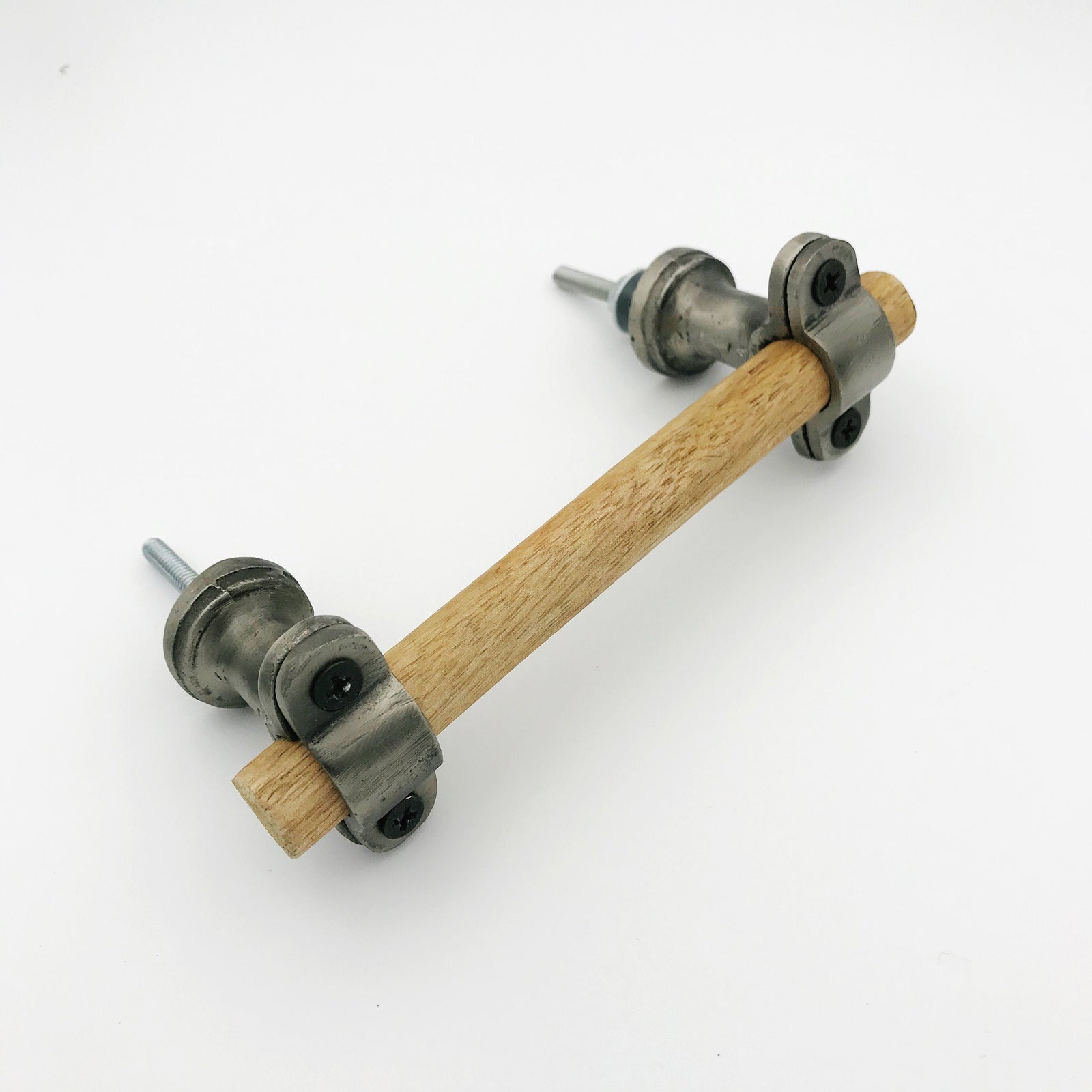 Wood and Antique Silver Rustic Drawer Pull Cabinet Handle, Cabinet Hardware Farmhouse Drawer Pull