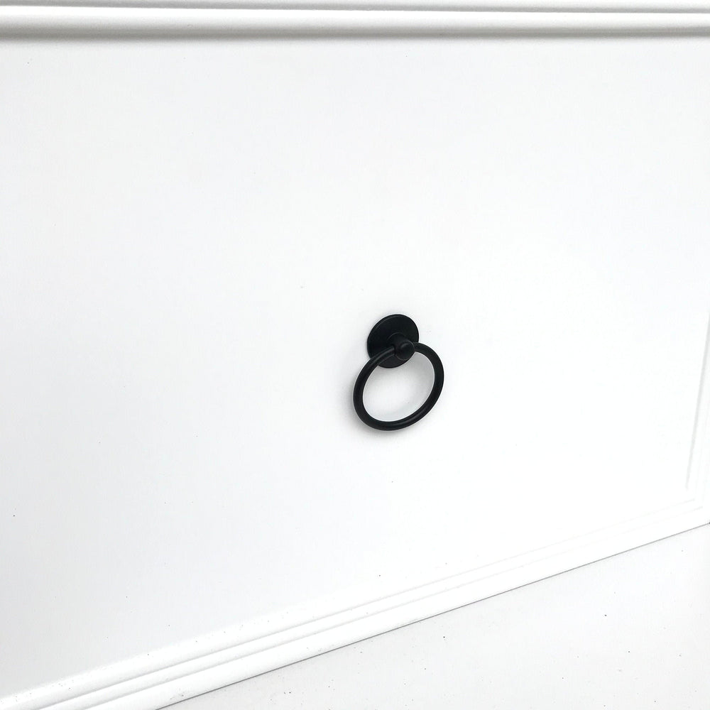 Ring Pull Matte Black Cabinet Knob, Cabinet Drawer Pull, Modern Cabinet Hardware Farmhouse Drawer Pull