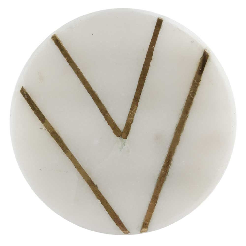 Brass and White Marble Stone "Nubia" Round Drawer Cabinet Knob , Modern Farmhouse Cabinet Hardware