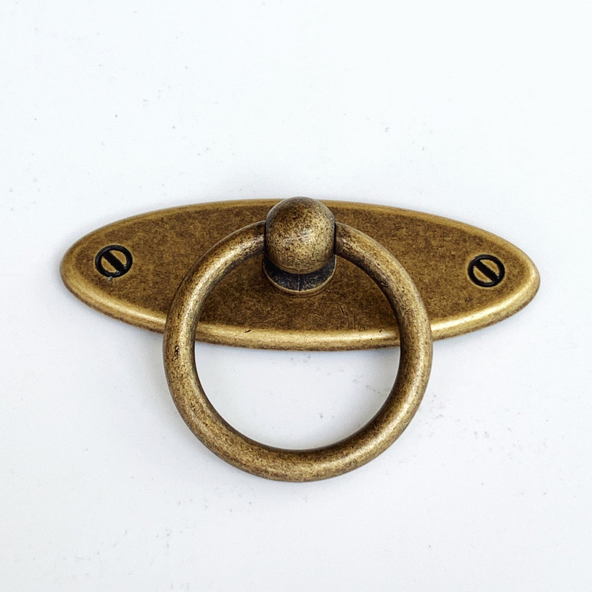 Ring Pull with Backplate in Antique Brass and Antique Silver Cabinet Drawer Pull, Modern Cabinet Hardware