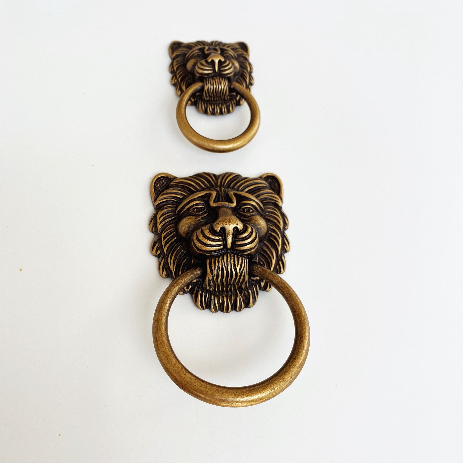 Ring Pull Lion Head in Antique Brass Drawer Cabinet  Knob, Modern Cabinet Hardware