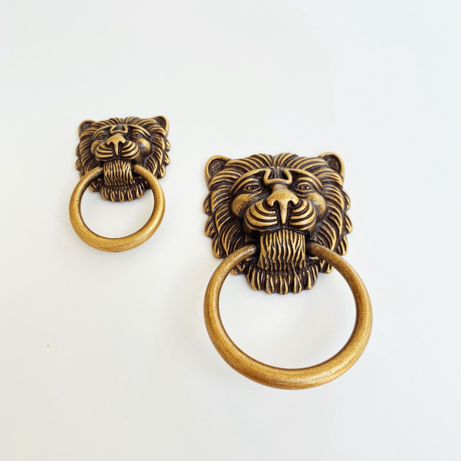 Ring Pull Lion Head in Antique Brass Drawer Cabinet  Knob, Modern Cabinet Hardware