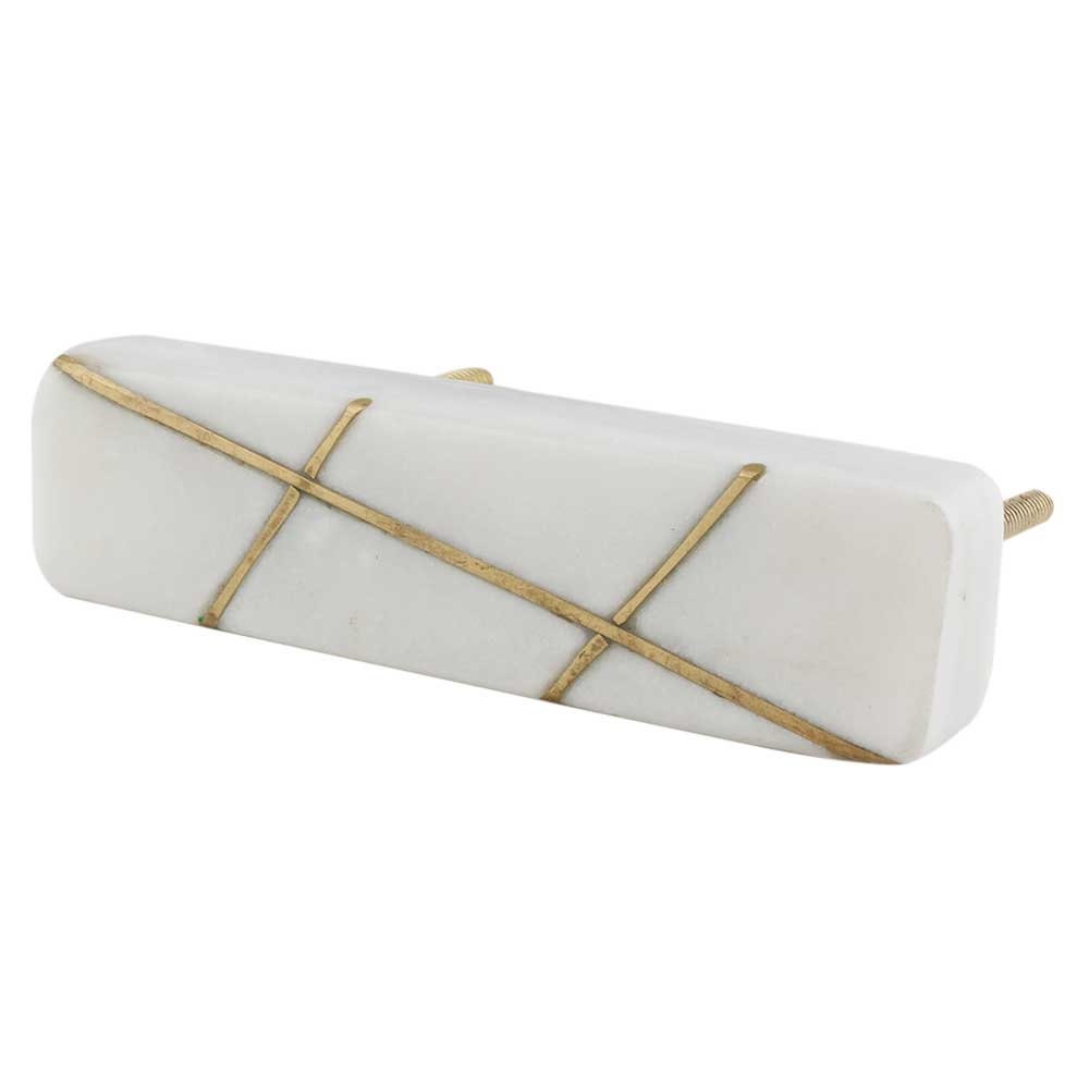 White Marble and Brass Cabinet Drawer Pull, Modern Cabinet Hardware Farmhouse Drawer Pull