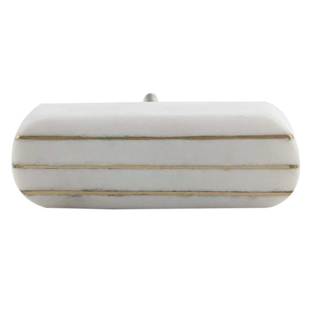 Brass Stripes  and White Marble T-Knob Cabinet Drawer Knob, Modern Cabinet Hardware Farmhouse Drawer Pull