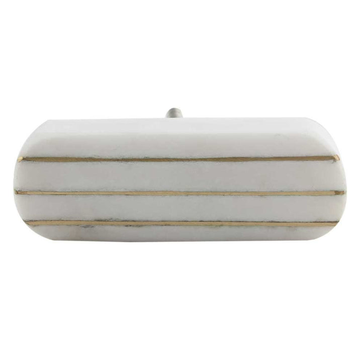 Brass Stripes  and White Marble T-Knob Cabinet Drawer Knob, Modern Cabinet Hardware Farmhouse Drawer Pull
