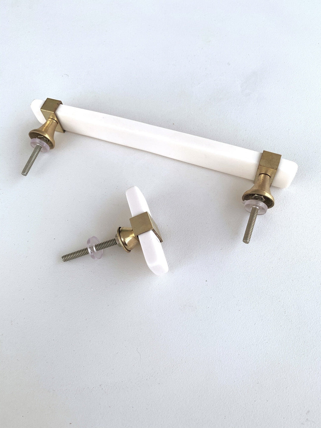 T-Knob Brass and Bone Cabinet Knob "Domino" Drawer Pull, Modern Cabinet Hardware Farmhouse Drawer Pull