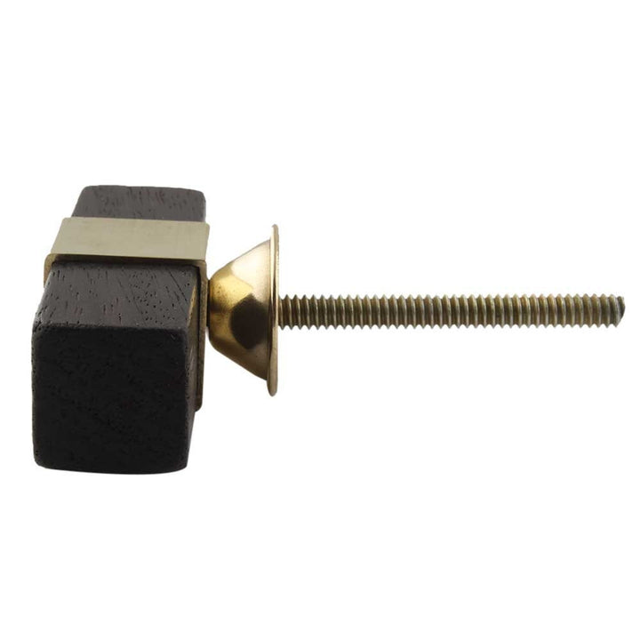 T-Knob Wooden and Brass Square "Fire" Cabinet Knob, Modern Cabinet Hardware Farmhouse Drawer Pull