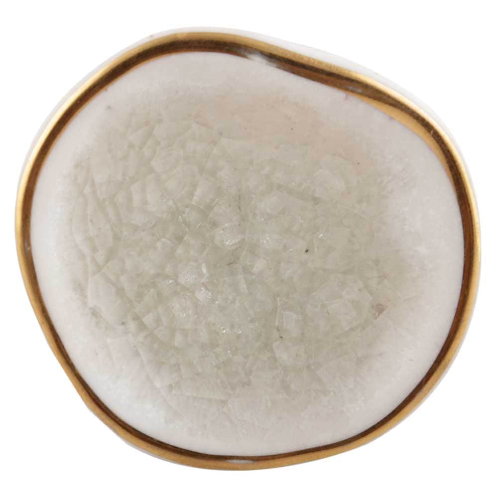 Ceramic Pretty Glass with Gold Line Detail Crackle Knob White, Blue, Taupe Colors