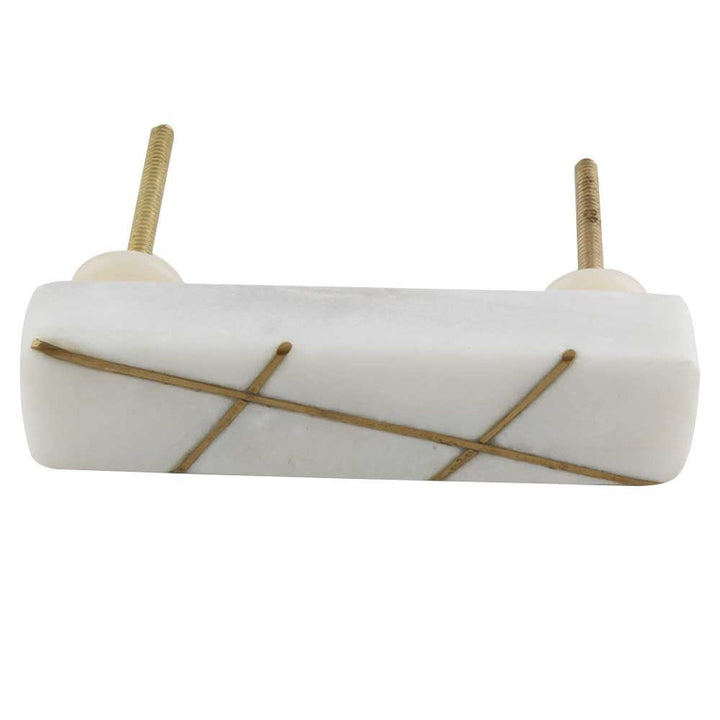 White Marble and Brass Cabinet Drawer Pull, Modern Cabinet Hardware Farmhouse Drawer Pull