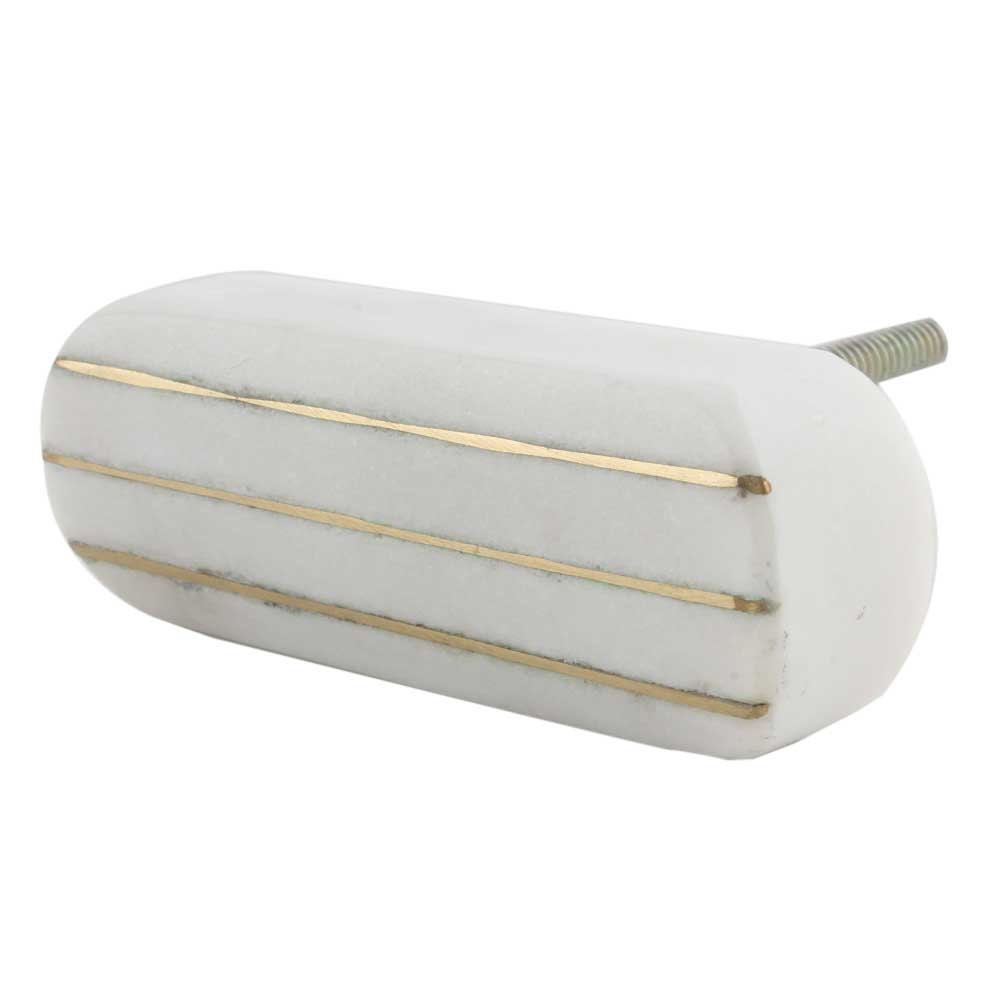 Brass Stripes  and White Marble T-Knob Cabinet Drawer Knob, Modern Cabinet Hardware Farmhouse Drawer Pull