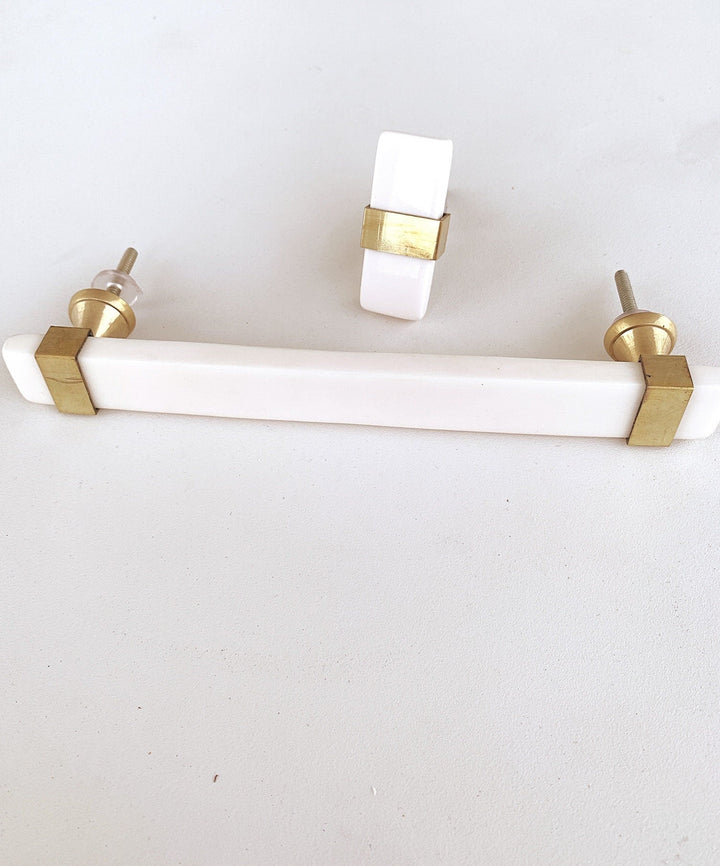 T-Knob Brass and Bone Cabinet Knob "Domino" Drawer Pull, Modern Cabinet Hardware Farmhouse Drawer Pull