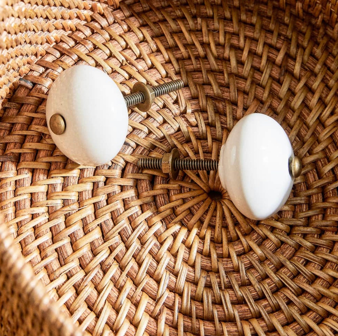 Ceramic White Antique Round Knob with Bronze Metal Center Drawer Pull, Modern Cabinet Hardware Farmhouse