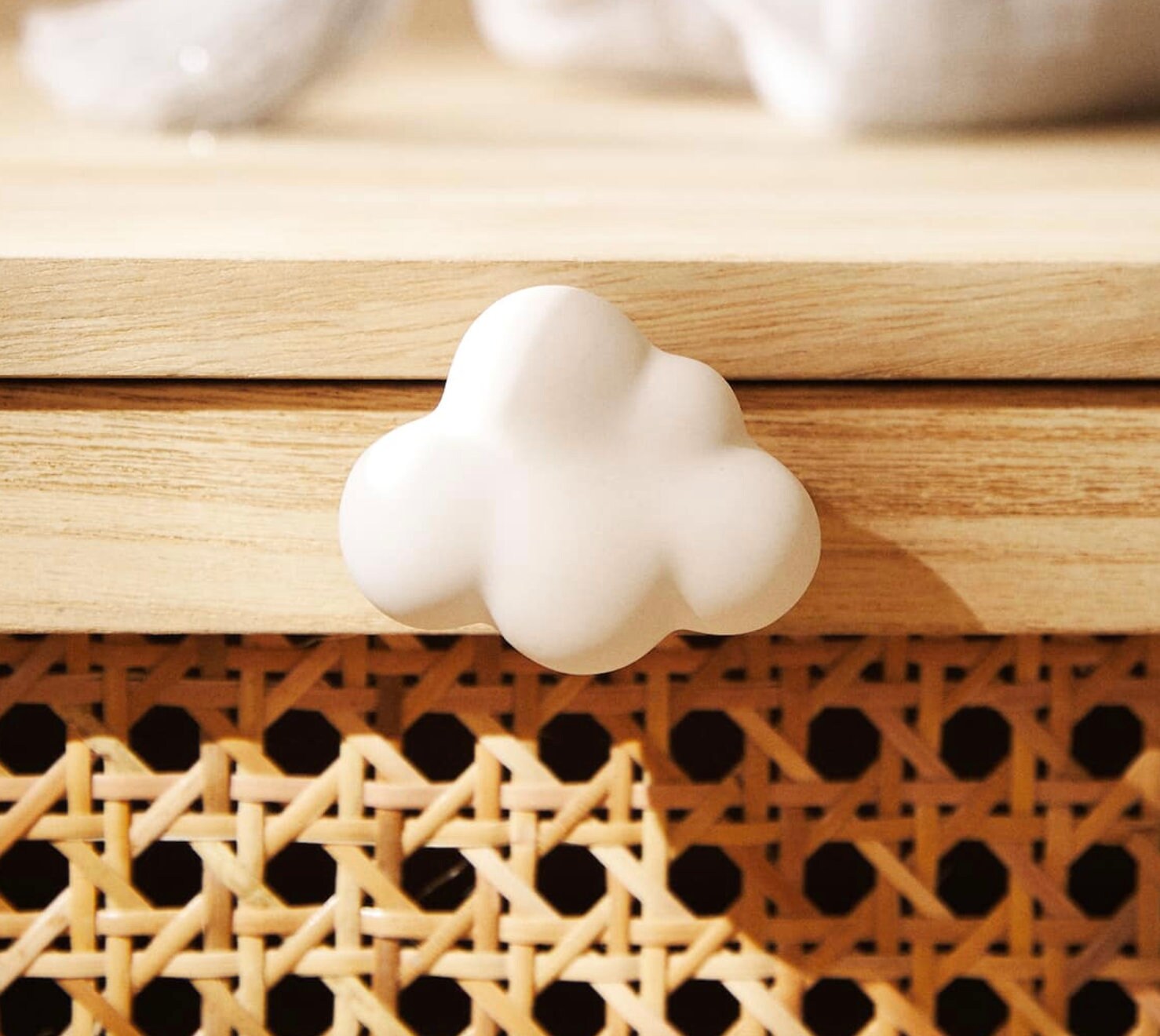 Ceramic  Cloud White or Blue color Cabinet Knob, Drawer Hardware, Silver Nickel Drawer Furniture Handle