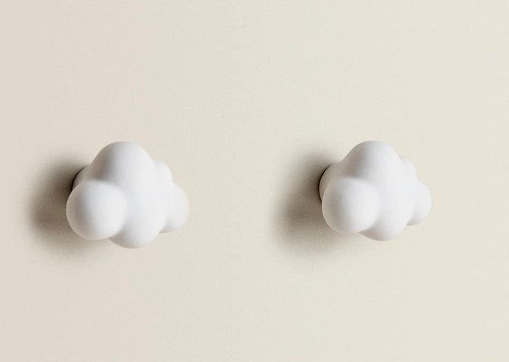 Ceramic  Cloud White or Blue color Cabinet Knob, Drawer Hardware, Silver Nickel Drawer Furniture Handle