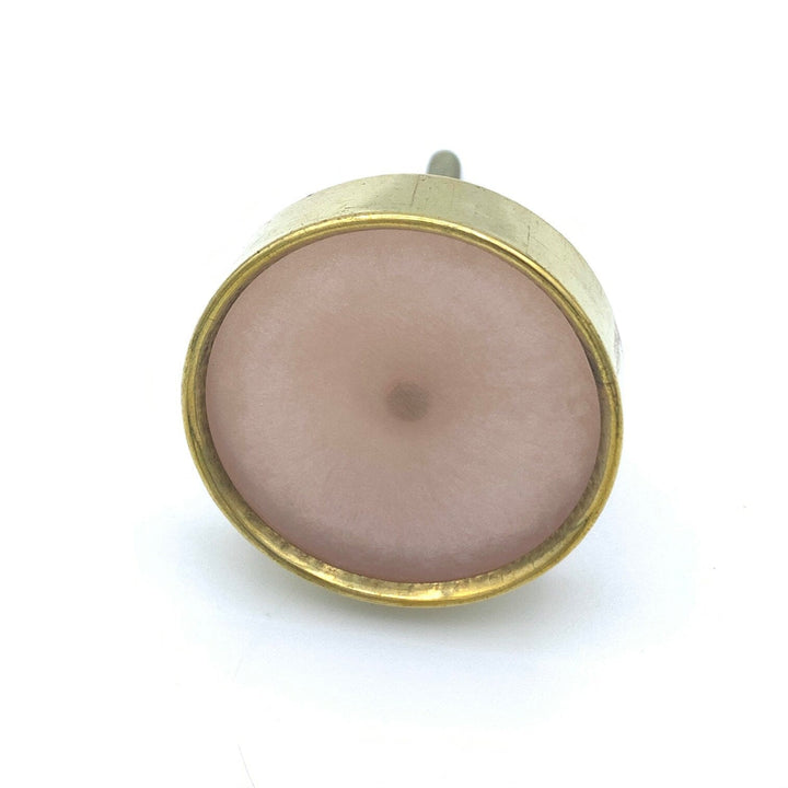 Round Brass  and Pink Cabinet Knob Resin, Modern Cabinet Hardware Farmhouse Drawer Pull