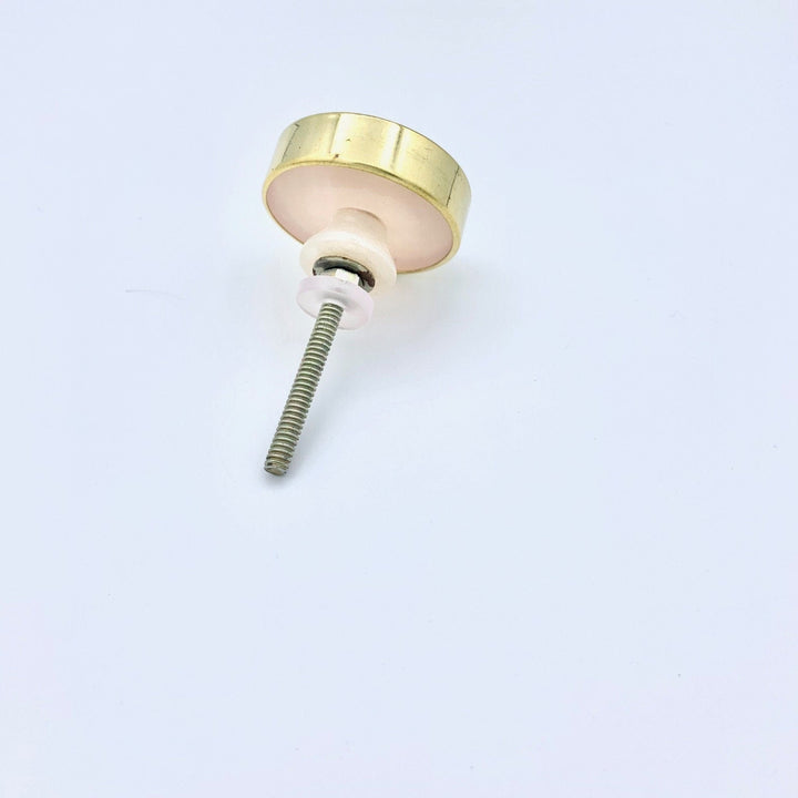 Round Brass  and Pink Cabinet Knob Resin, Modern Cabinet Hardware Farmhouse Drawer Pull