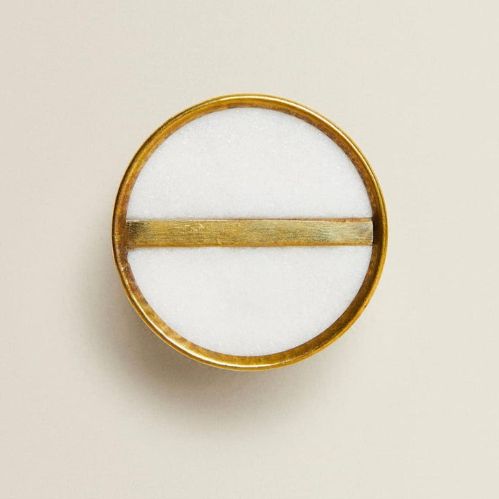Brass and White Marble Round "Julie" Cabinet Knob   Drawer Pull, Modern Cabinet Hardware Farmhouse Drawer Pull
