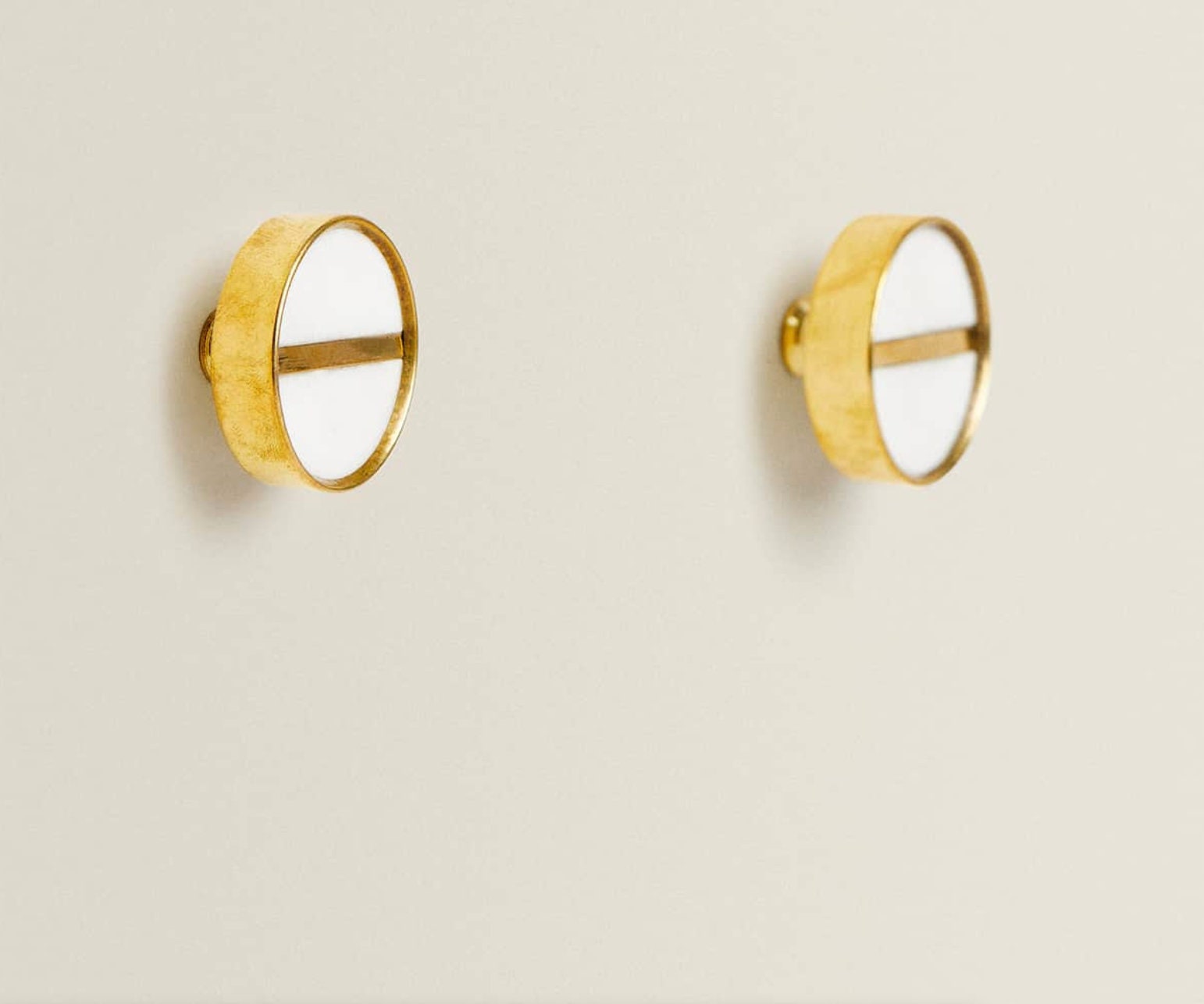 Brass and White Marble Round "Julie" Cabinet Knob   Drawer Pull, Modern Cabinet Hardware Farmhouse Drawer Pull