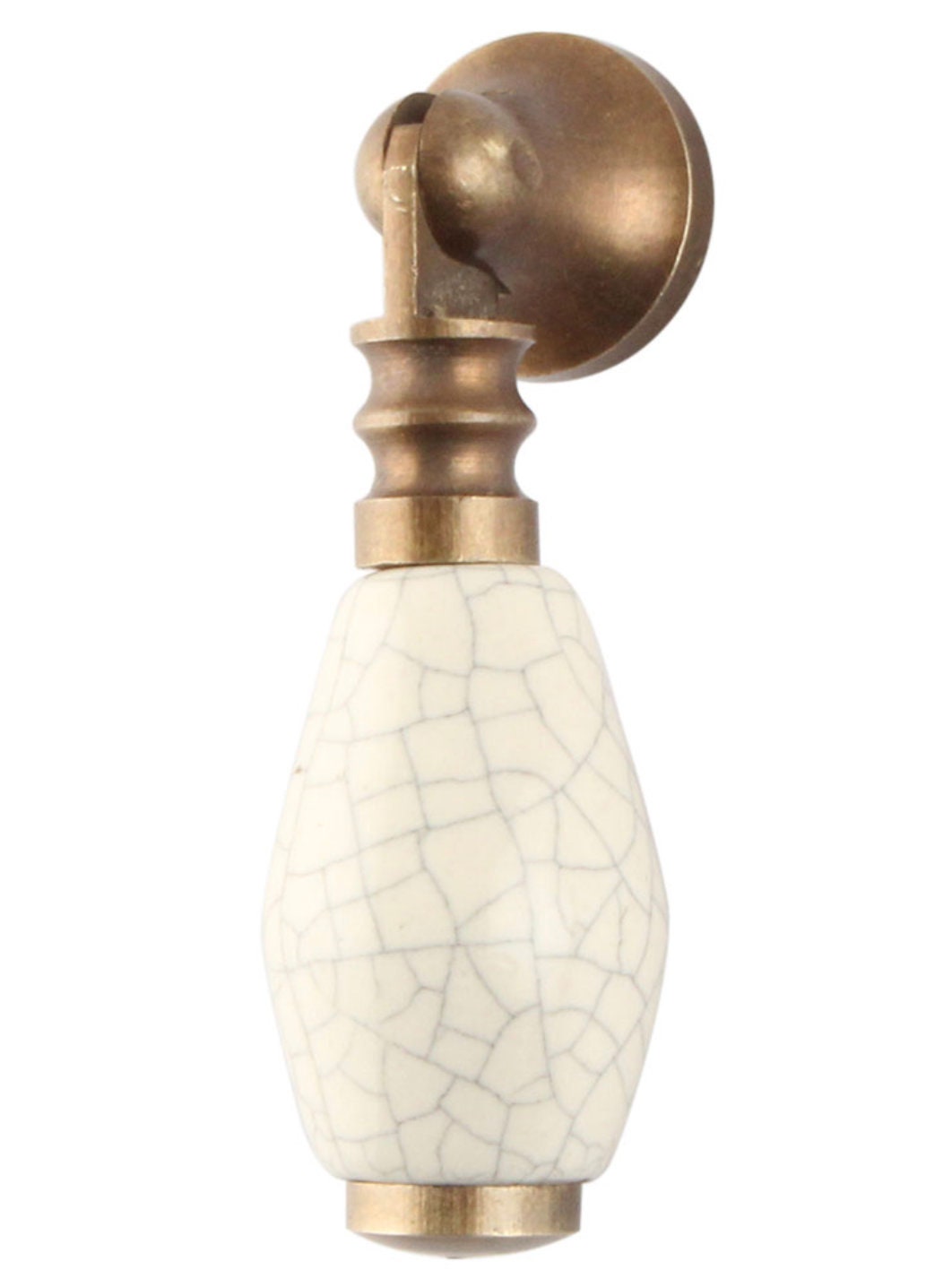Antique Brass Drop with Solid Cracked Beige Ceramic Cabinet Knob Bin Cup Drawer Pull, Modern Cabinet Hardware Farmhouse Drawer Pull