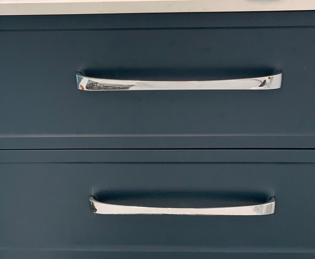 Chrome "Arched 2" Contemporary Cabinet Pulls and Knobs, Drawer Pull, Kitchen Cabinet Hardware.