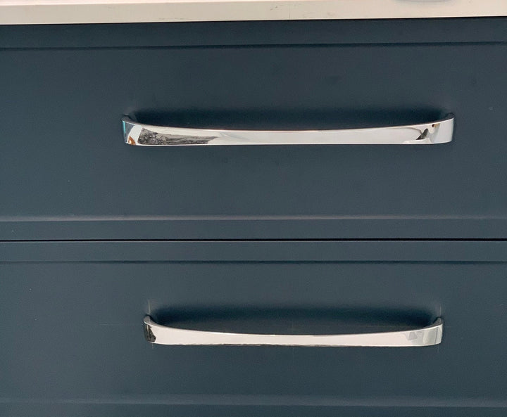 Chrome "Arched 2" Contemporary Cabinet Pulls and Knobs, Drawer Pull, Kitchen Cabinet Hardware.