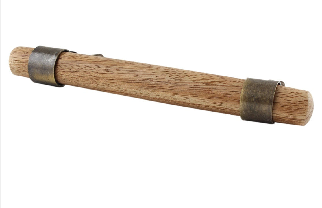 Wooden Natural T-Bar and Antique Brass Drawer Cabinet Knob and Pull, Cabinet Hardware Farmhouse Drawer Pull