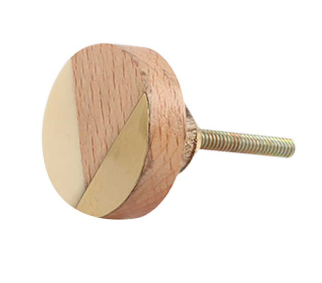 Wooden Knobs Combine with Stone-Bone-Brass- Resin Round Shape Varieties Cabinet Knobs, Natural Drawer Hardware
