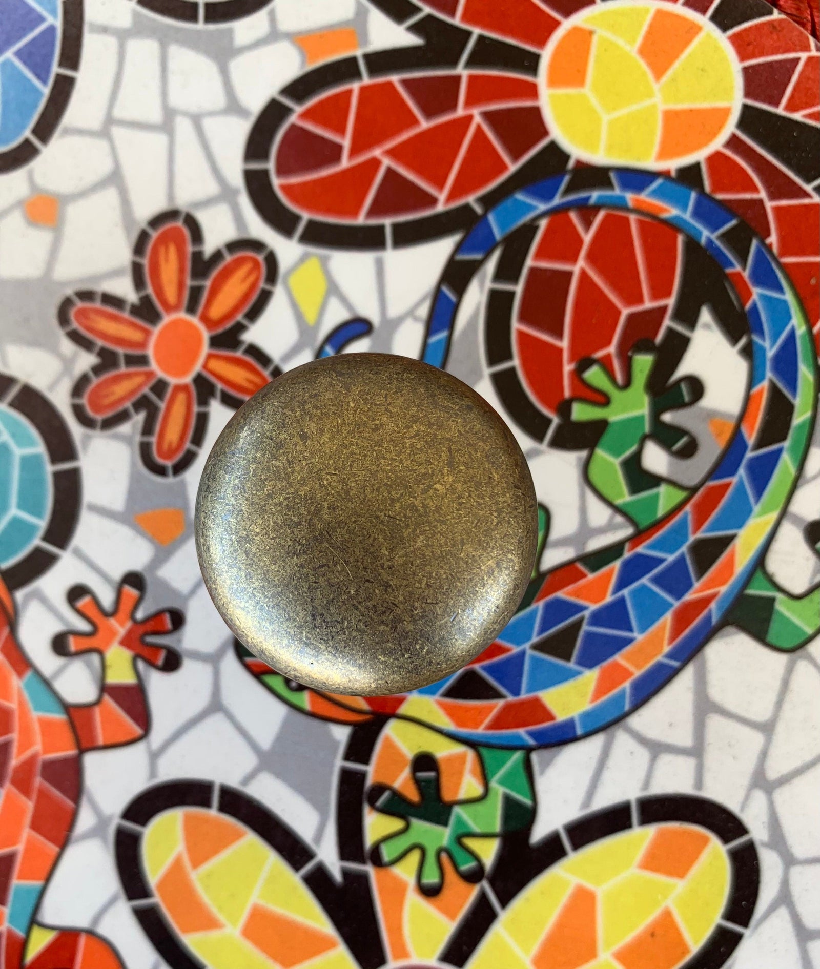 Antique Brass "Chrys" Round Cabinet Knob | Cabinet Hardware