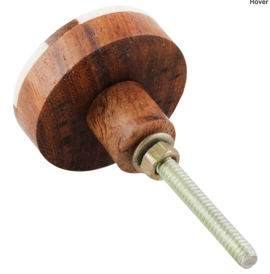 Wooden Knobs Combine with Stone-Bone-Brass- Resin Round Shape Varieties Cabinet Knobs, Natural Drawer Hardware