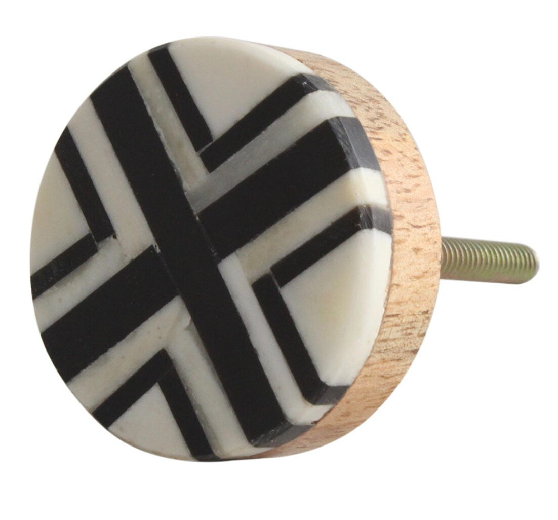 Wooden Knobs Combine with Stone-Bone-Brass- Resin Round Shape Varieties Cabinet Knobs, Natural Drawer Hardware