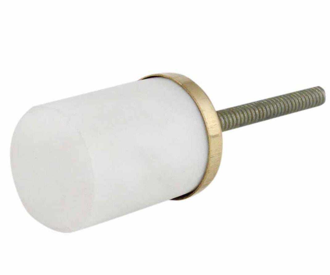 Stone & Brass  "Cylinder" White or Black With Brass Plate Cabinet Knob Modern Cabinet Hardware Farmhouse Drawer Pull