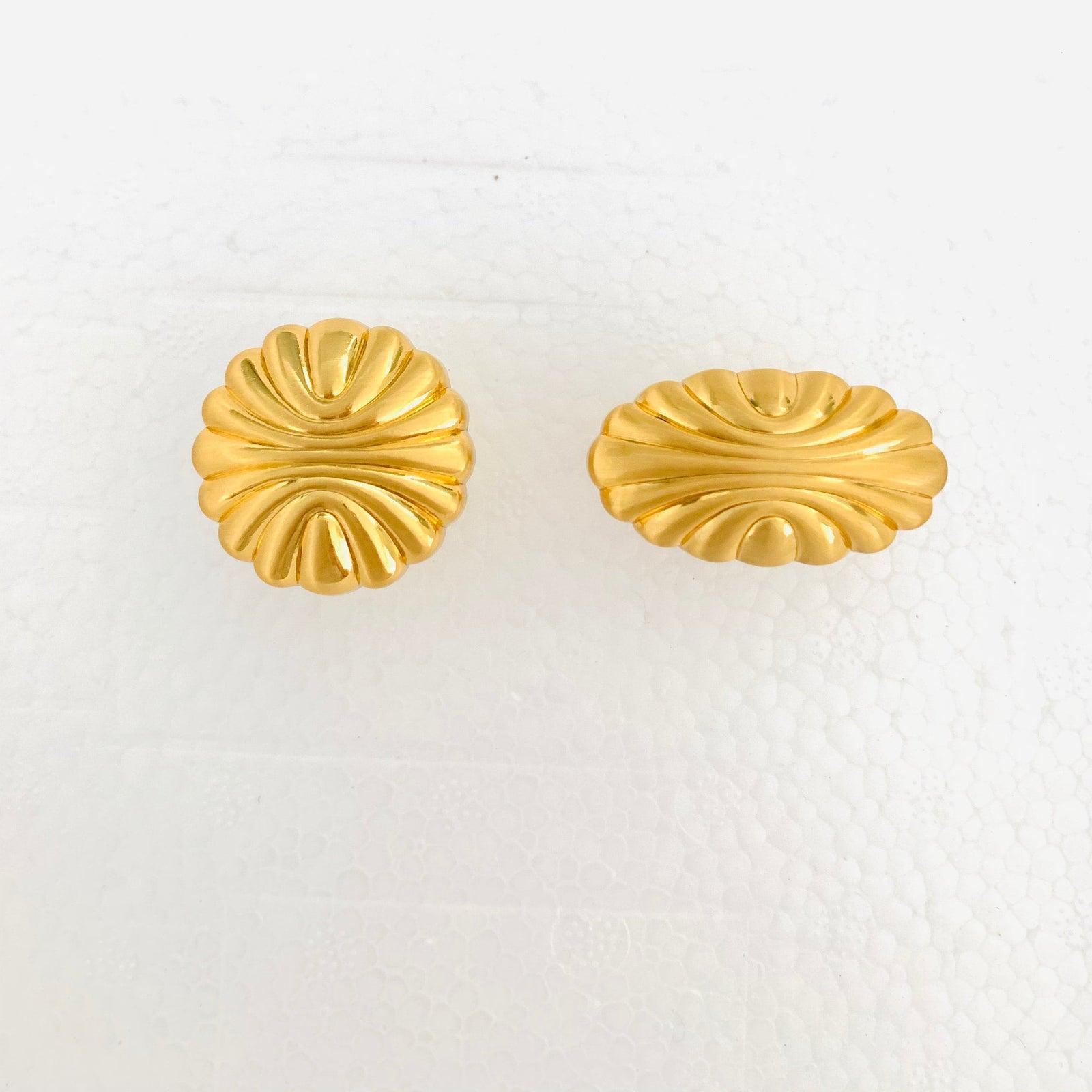 Polished Brass "Motif" Drawer Cabinet Knob, Oval and Round Cabinet Hardware Farmhouse Drawer Pull